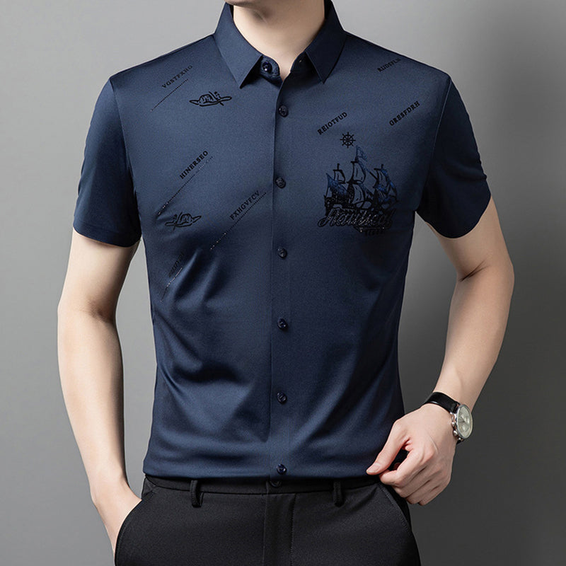 👔Pánská business košile s krátkým rukávem a knoflíky