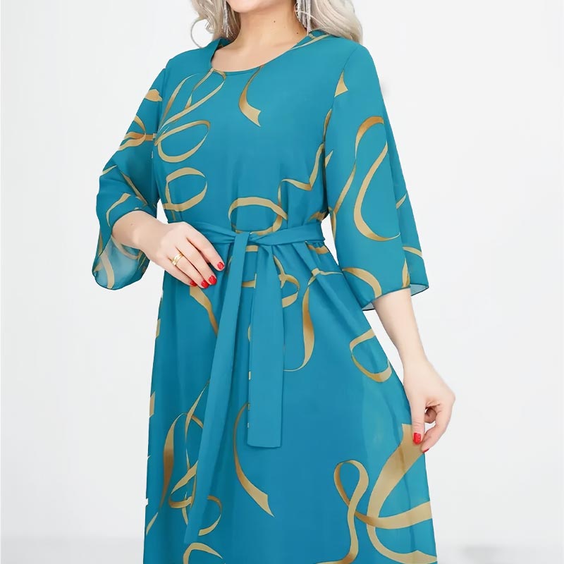 🌸Elegantní, volné midi šaty s volánovými rukávy