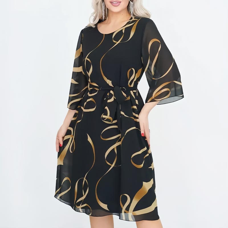 🌸Elegantní, volné midi šaty s volánovými rukávy