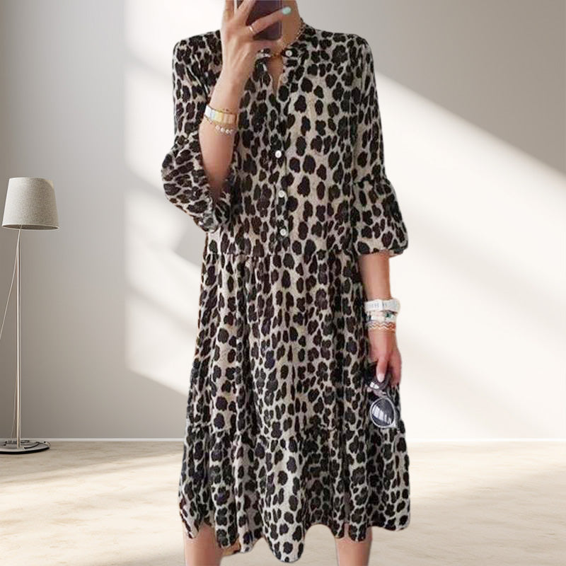 Šaty na knoflíky s leopardím vzorem pro volný čas