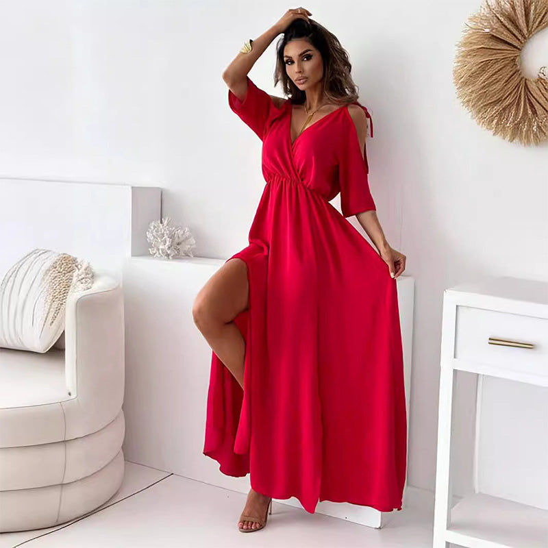 【💖Nové produkty 2025】👗Elegantní, sexy šaty pro ženy s špičatým výstřihem