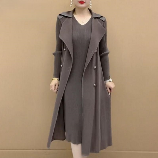 Módní skládaný oblek Faux límec dva kusy Trench Coat