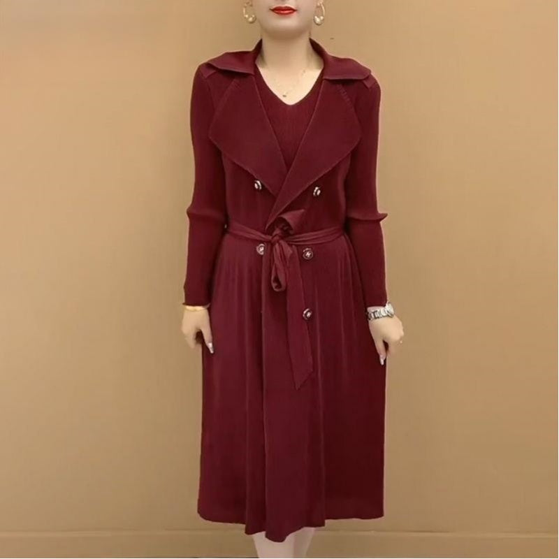 Módní skládaný oblek Faux límec dva kusy Trench Coat