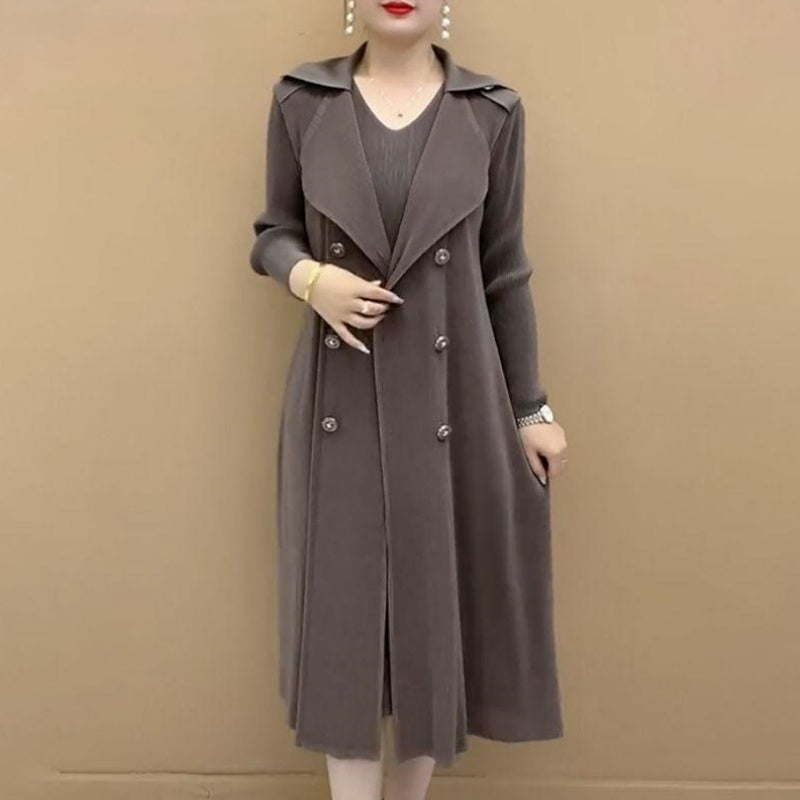 Módní skládaný oblek Faux límec dva kusy Trench Coat