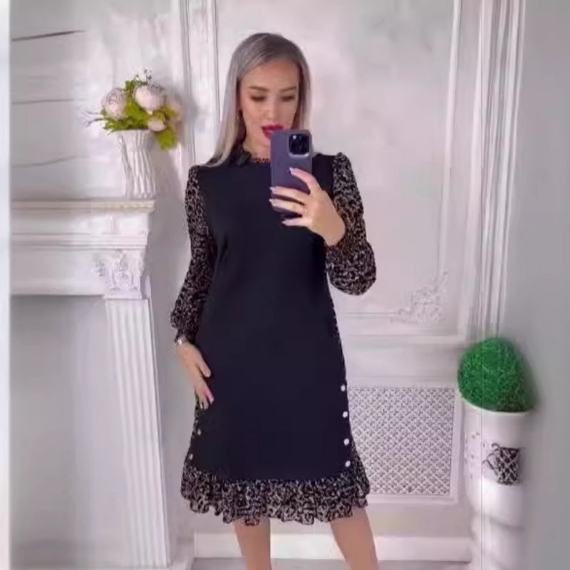 👗【S-3XL】 Patchworkové šaty s leopardím vzorem s dlouhým rukávem na podzim a zimu