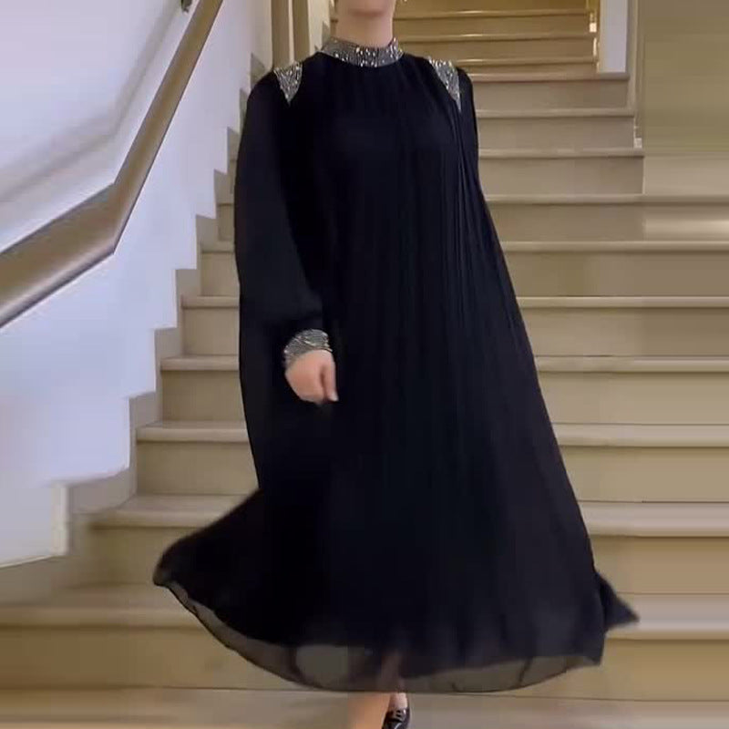 🌹Plisované maxi šaty s lesklými krystaly