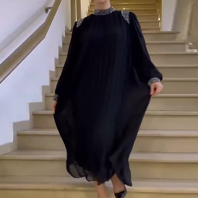🌹Plisované maxi šaty s lesklými krystaly