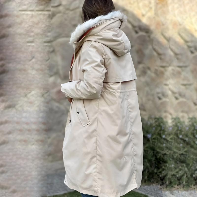 ❄️ Dámský zimní kabát s kapucí a kožešinovým límcem Casual Parka