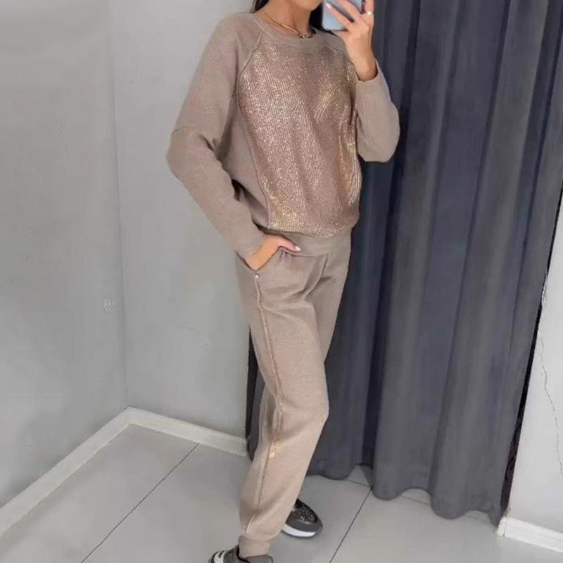 💝Dvoudílný set s dámskou mikinou a křišťálovým třpytem