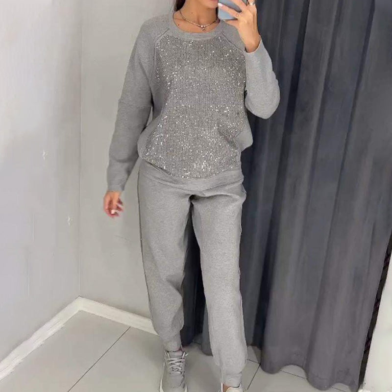 💝Dvoudílný set s dámskou mikinou a křišťálovým třpytem