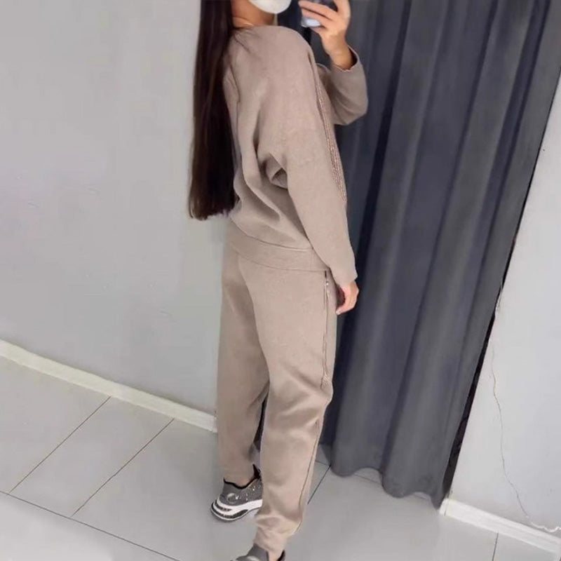 💝Dvoudílný set s dámskou mikinou a křišťálovým třpytem