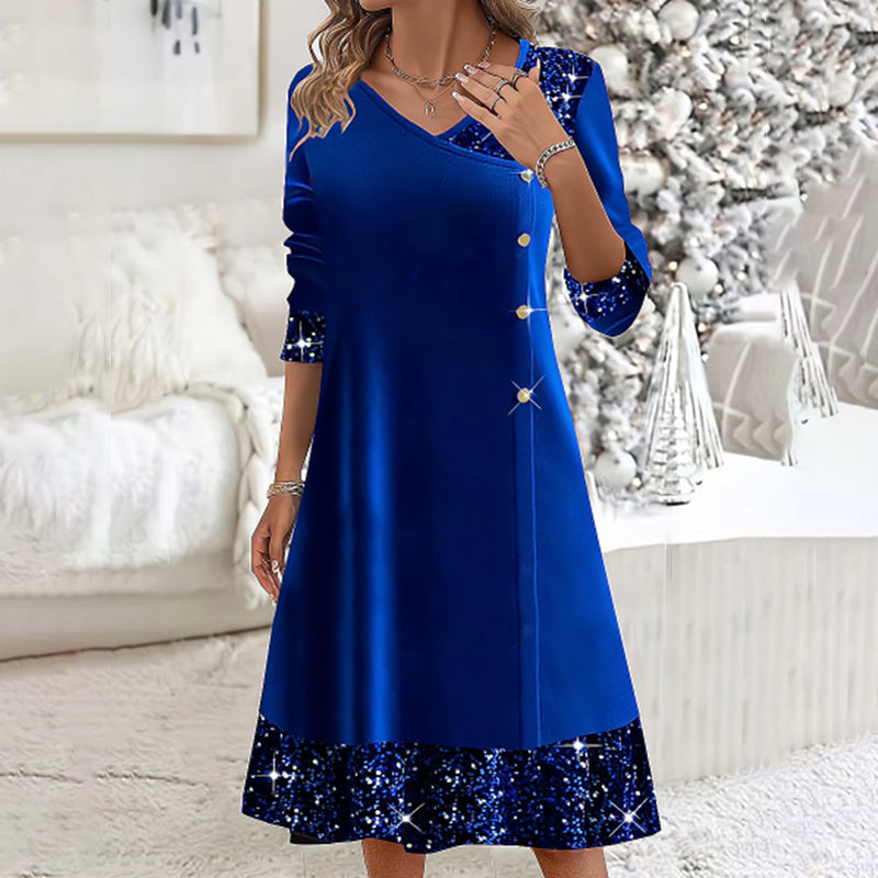 👗 Podzimní/zimní zlaté sametové šaty pro ženy