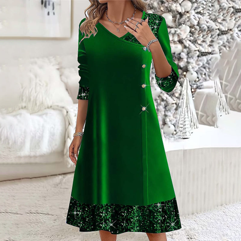 👗 Podzimní/zimní zlaté sametové šaty pro ženy