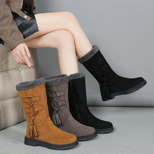 👢Hřejivé dámské kozačky do půli lýtek s bočním zipem