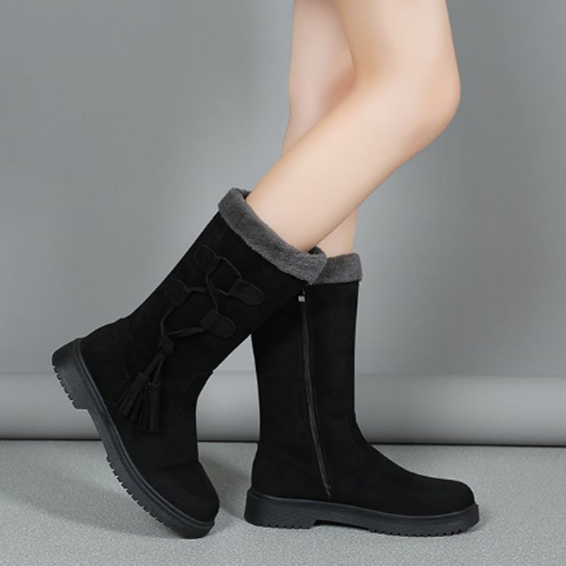 👢Hřejivé dámské kozačky do půli lýtek s bočním zipem