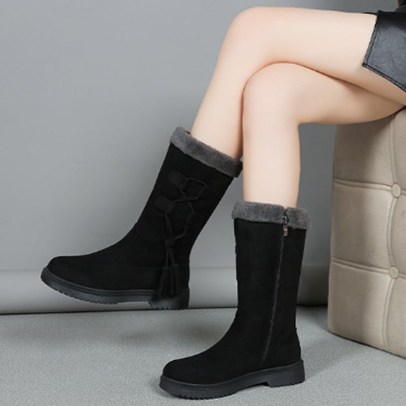 👢Hřejivé dámské kozačky do půli lýtek s bočním zipem