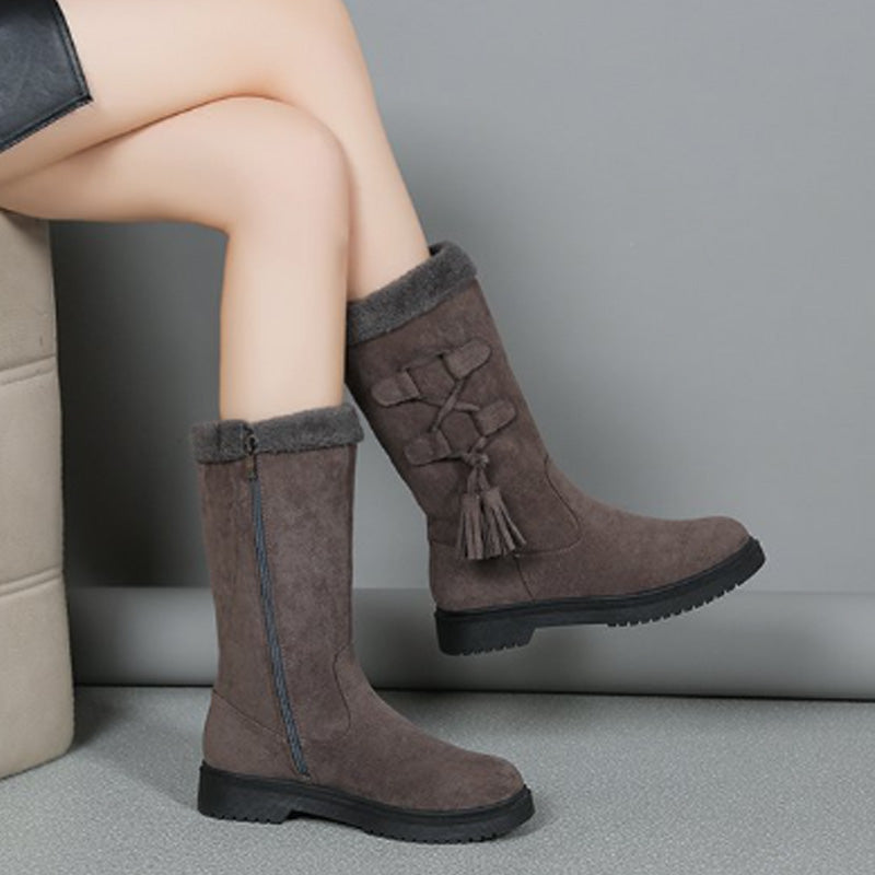 👢Hřejivé dámské kozačky do půli lýtek s bočním zipem