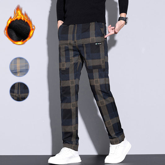 Pánské ležérní kostkované kalhoty s kapsami