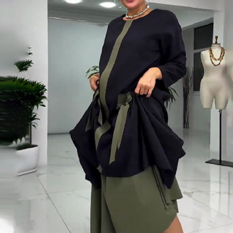 Dámské elegantní volné barevné blokové šaty