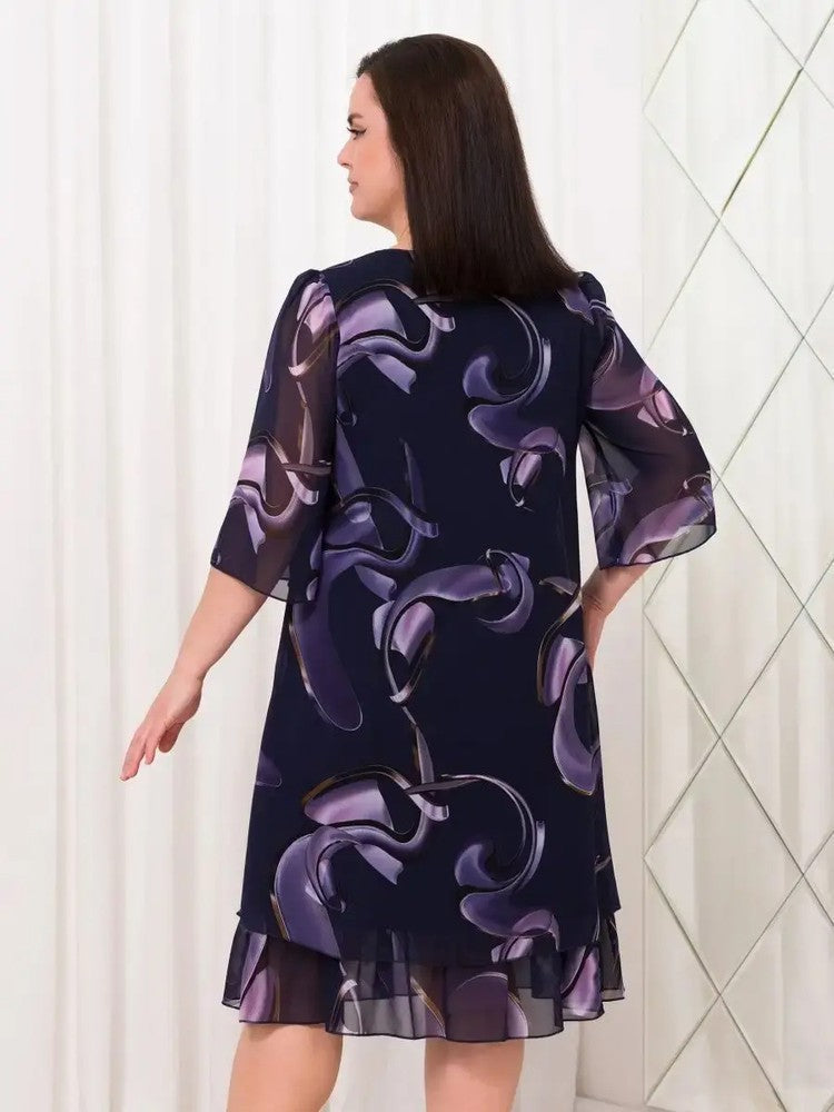 👗 2025 Nové elegantní šifonové šaty s volánkovým rukávem