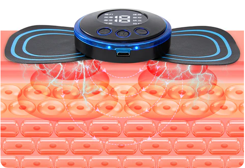 Přenosný masážní přístroj s 8 režimy a LCD displejem - mini svalový stimulátor pro úlevu od bolesti