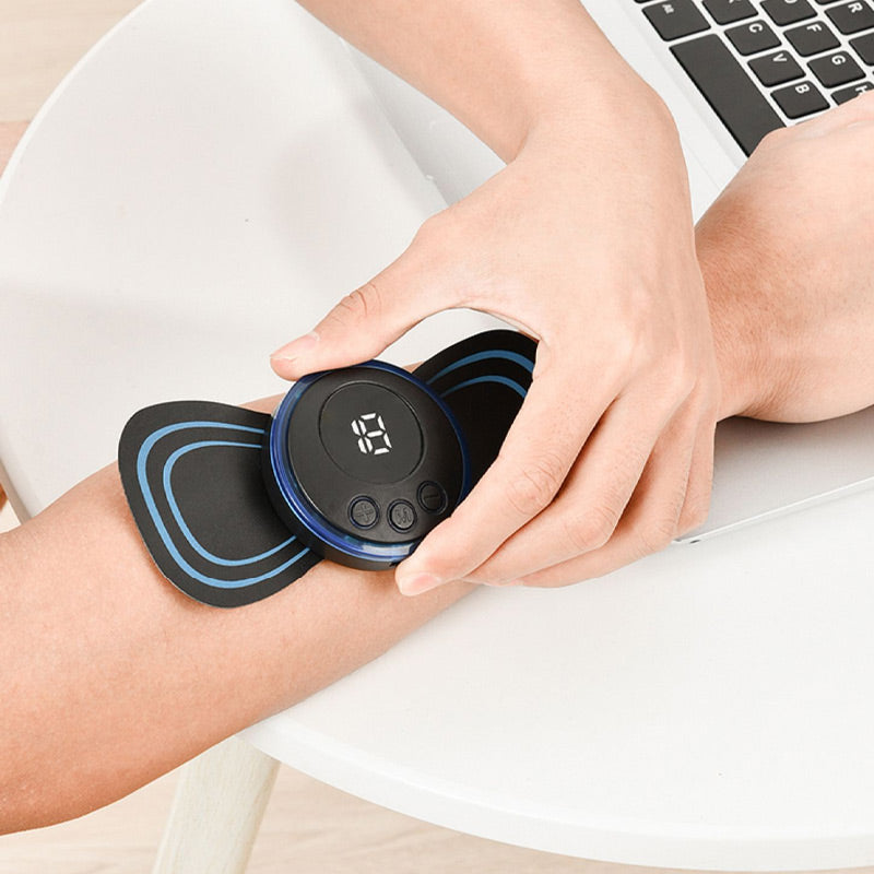 Přenosný masážní přístroj s 8 režimy a LCD displejem - mini svalový stimulátor pro úlevu od bolesti