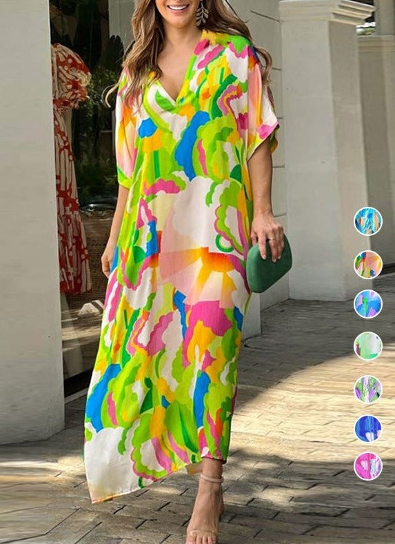 【M-XL】🌈Společenské šaty s malovaným vzorem