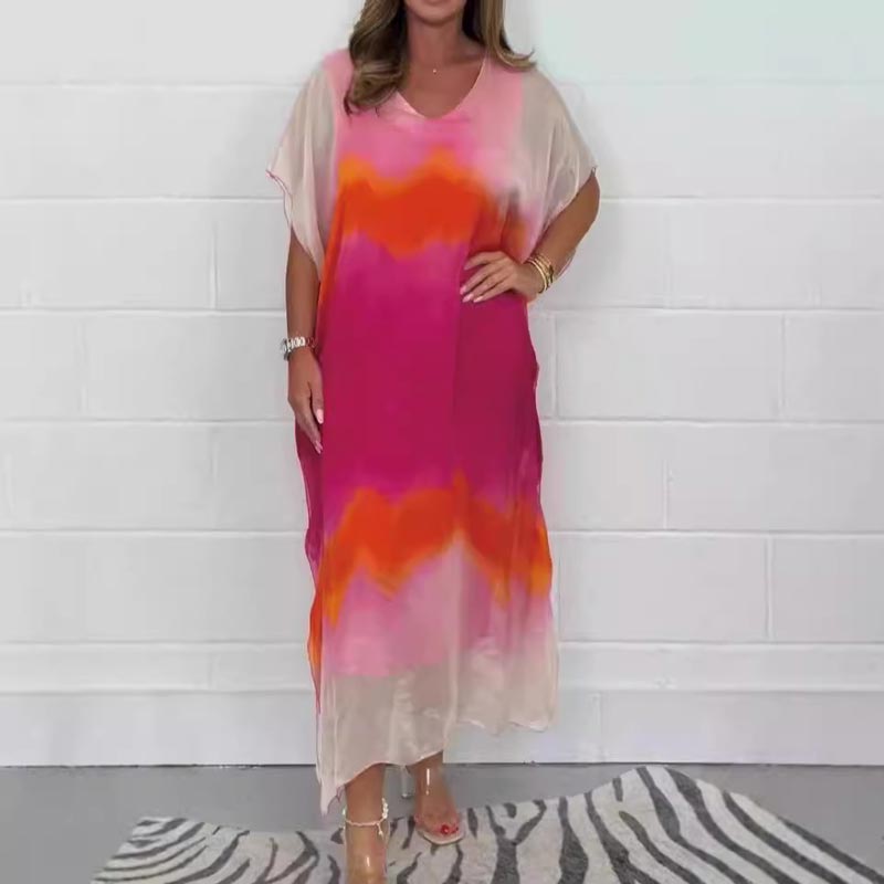 ✨【S-4XL】 Pohodlné dámské šedé šifonové šaty