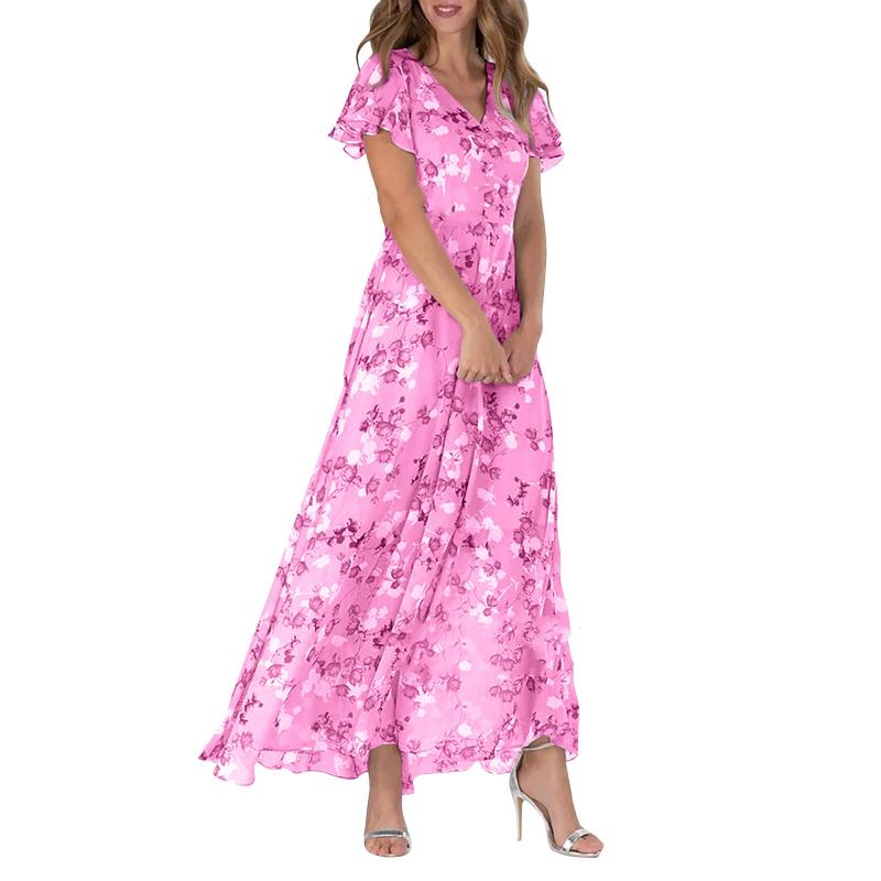 🌸 Lehké květované maxi šaty s krátkým rukávem【M-3XL】