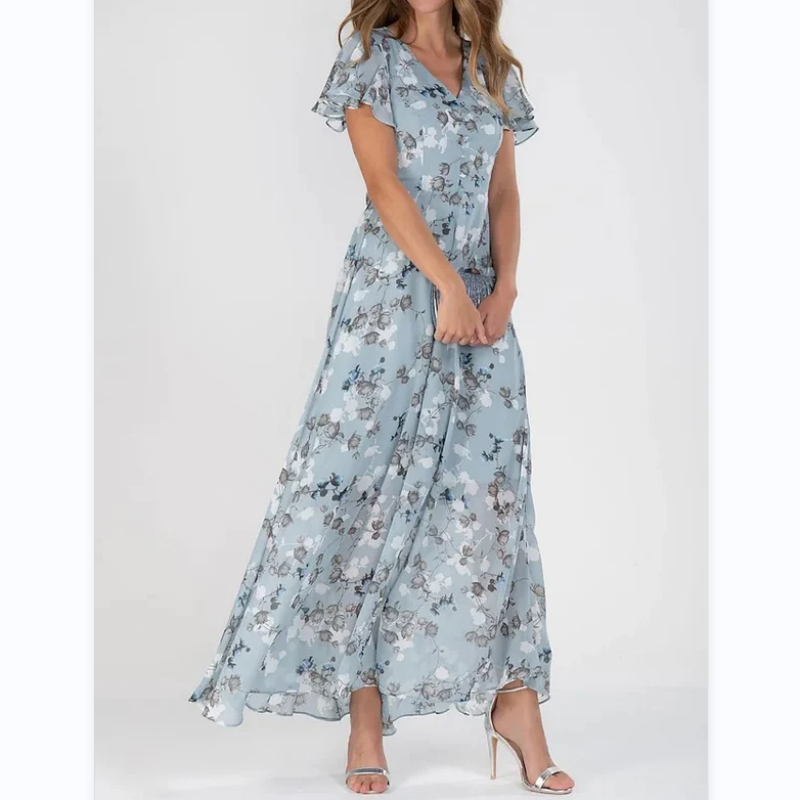🌸 Lehké květované maxi šaty s krátkým rukávem【M-3XL】