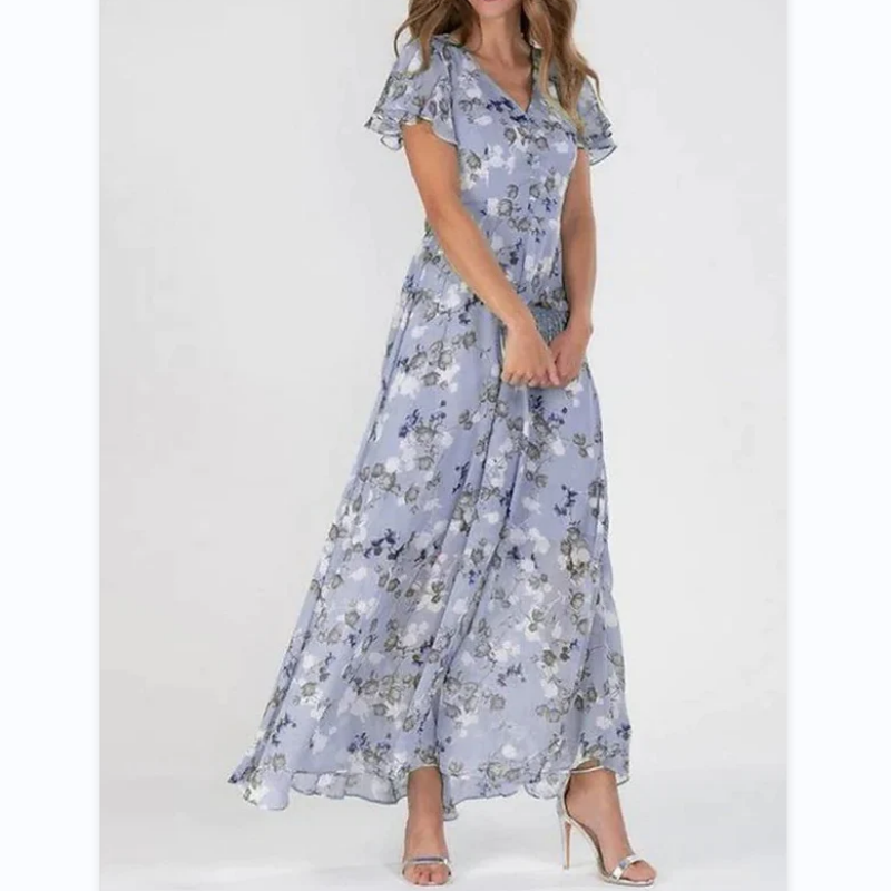 🌸 Lehké květované maxi šaty s krátkým rukávem【M-3XL】