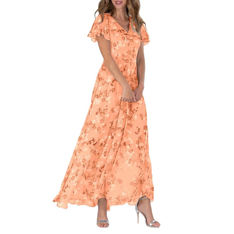 🌸 Lehké květované maxi šaty s krátkým rukávem【M-3XL】