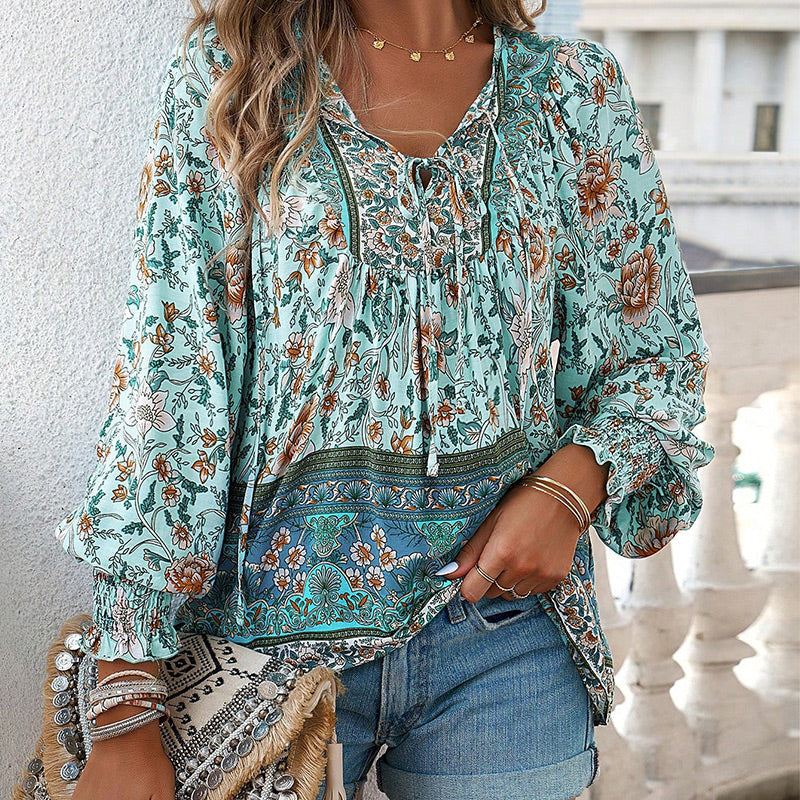 【S-2XL】🌺 Dámská módní košile s dlouhým rukávem a výstřihem do V