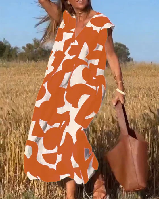 💕Šaty s potištěným výstřihem do V bez rukávů