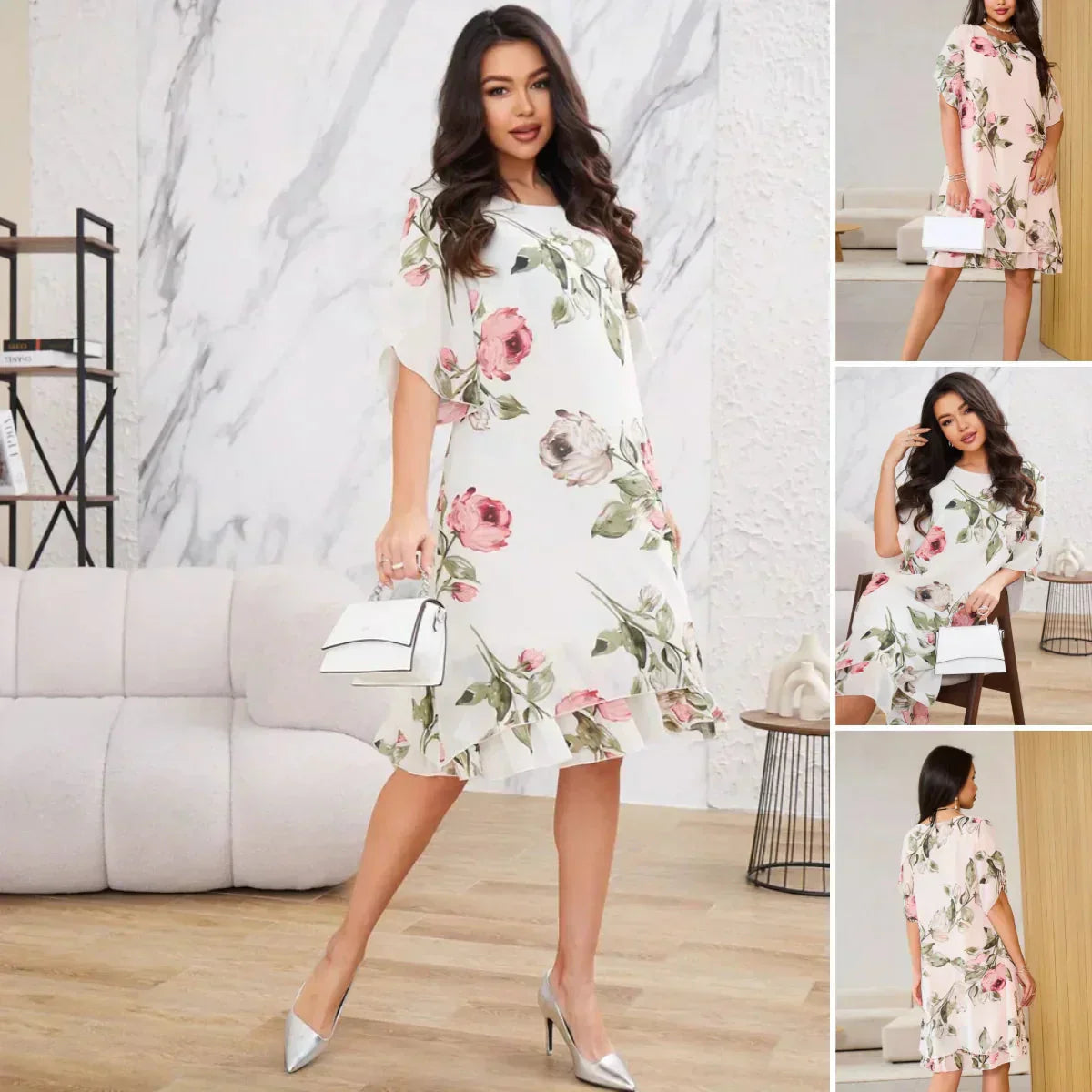 ŽHAVÉ 50% 👗 Šifónové šaty Blush Petal Glow