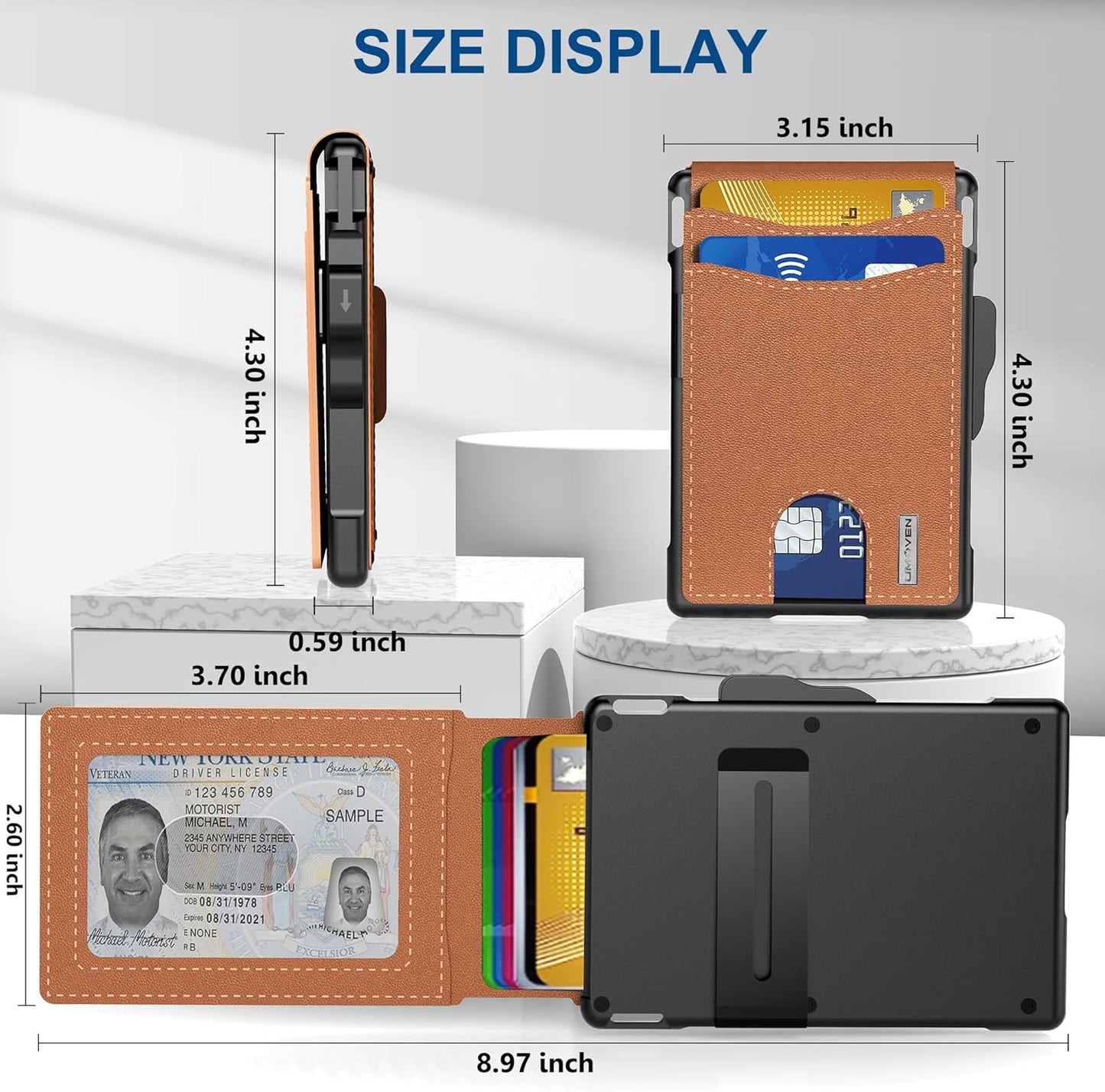 🎁Peněženka AirTag pro muže – odklápěcí hliníkové pouzdro, spona na peníze, úzké kožené přihrádky, pouzdro na kreditní karty, blokování RFID, minimalistická skládací peněženka