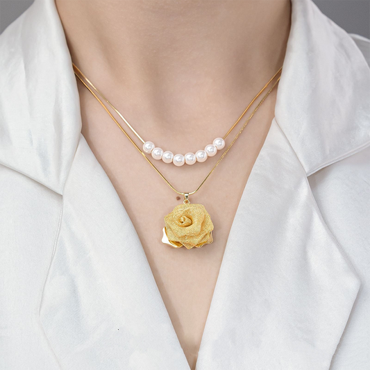 🌹Lehký a luxusní růžový náhrdelník