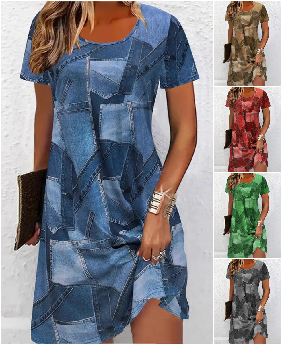 👗Dámské ležérní šaty s patchworkovým vzorem
