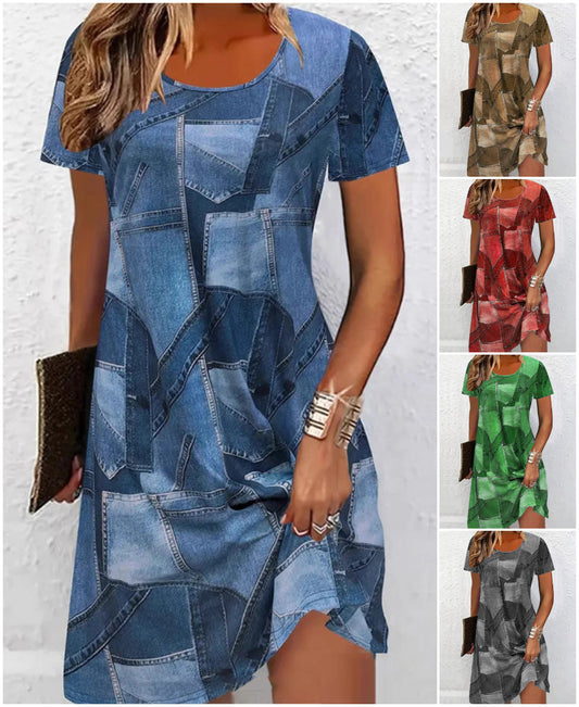 👗Dámské ležérní šaty s patchworkovým vzorem