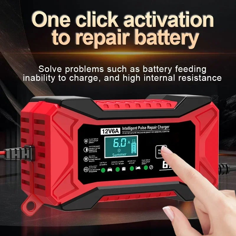 🔥 Chytrá nabíječka baterií do auta a motocyklu - 220V - EU zástrčka 🚗⚡