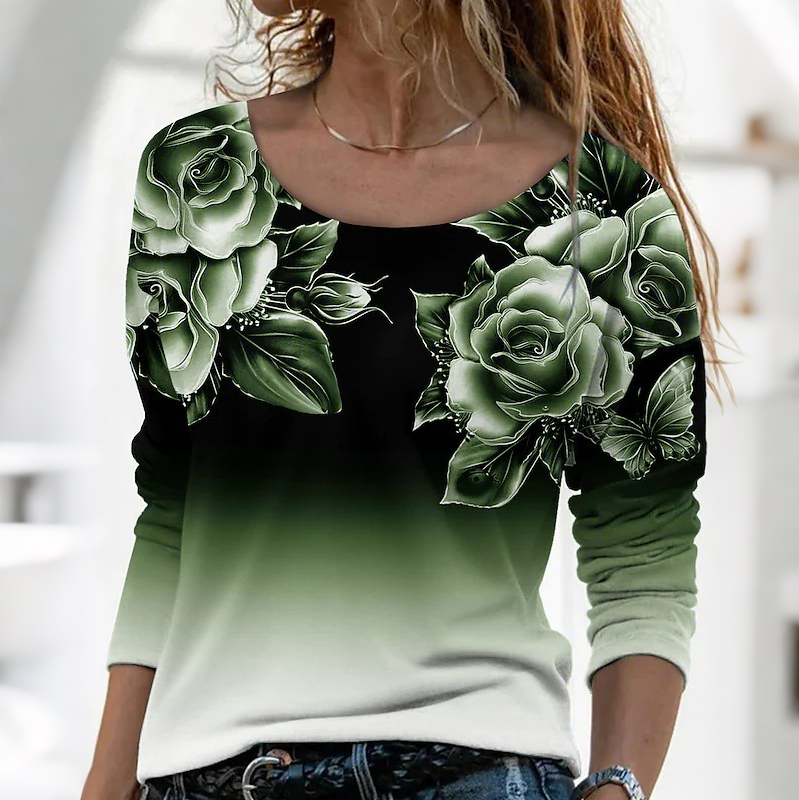 🔥👚Módní halenka s dlouhým rukávem a květinovým potiskem