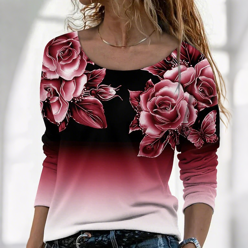 🔥👚Módní halenka s dlouhým rukávem a květinovým potiskem