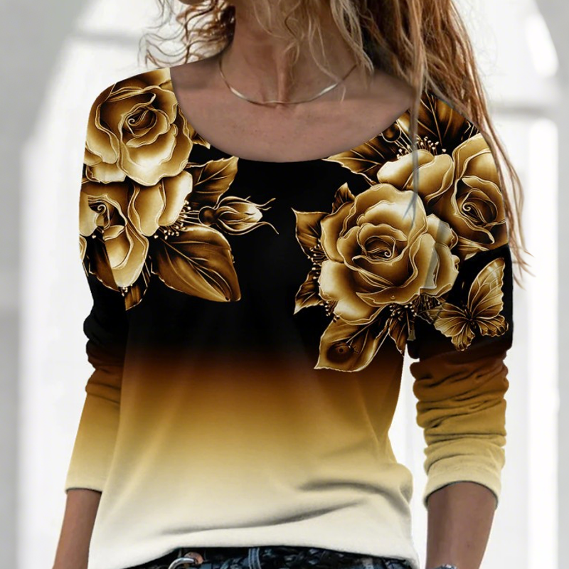 🔥👚Módní halenka s dlouhým rukávem a květinovým potiskem