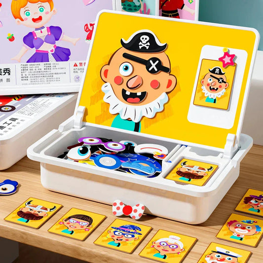 Magnetické puzzle obličej zdobit cestovní hra oboustranné předškolní učení hračky pro děti