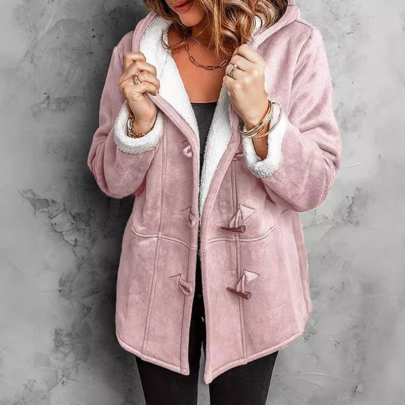 ❄️ Dámská semišová bunda s kapucí a plyšovou podšívkou 🧥💕