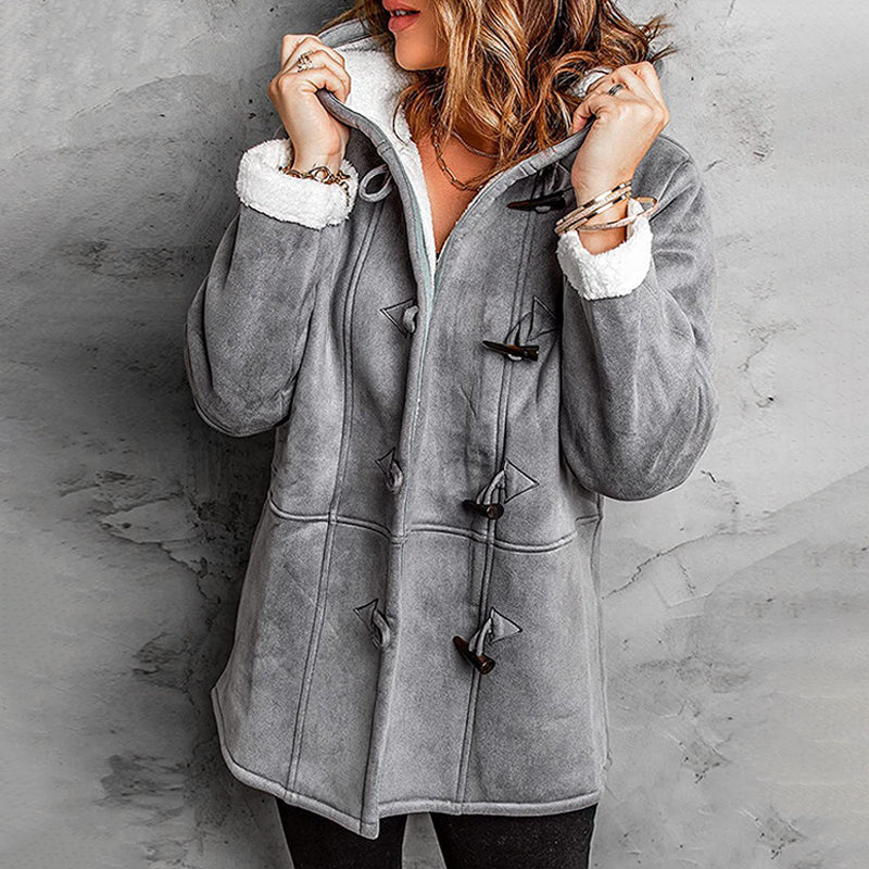 ❄️ Dámská semišová bunda s kapucí a plyšovou podšívkou 🧥💕