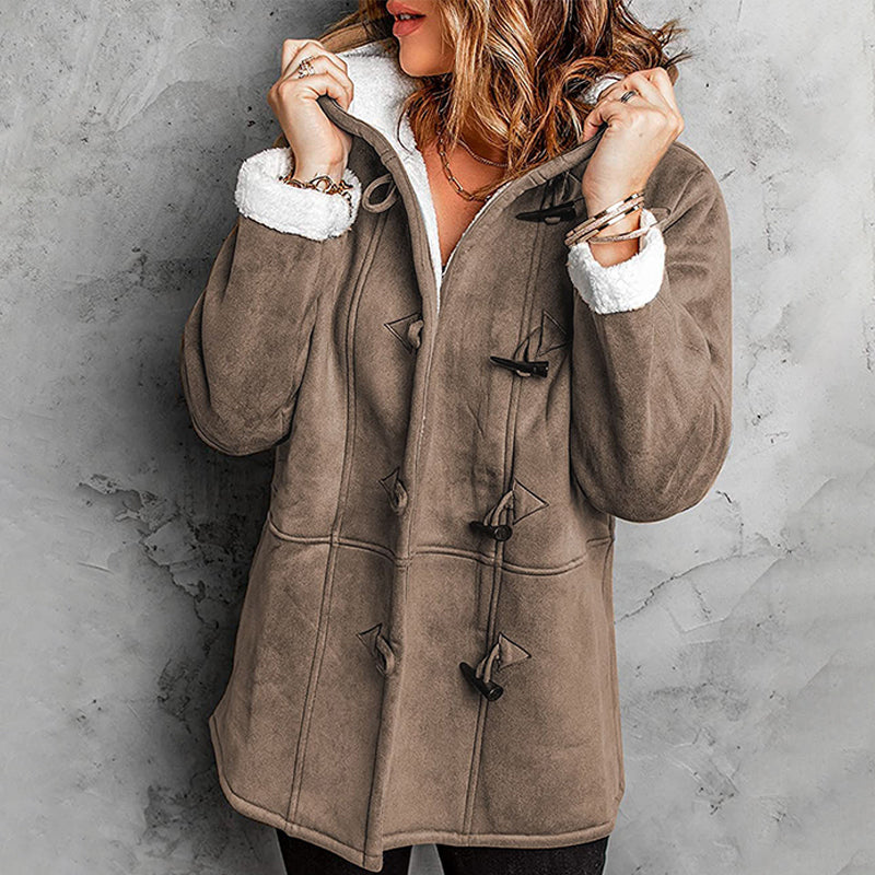 ❄️ Dámská semišová bunda s kapucí a plyšovou podšívkou 🧥💕