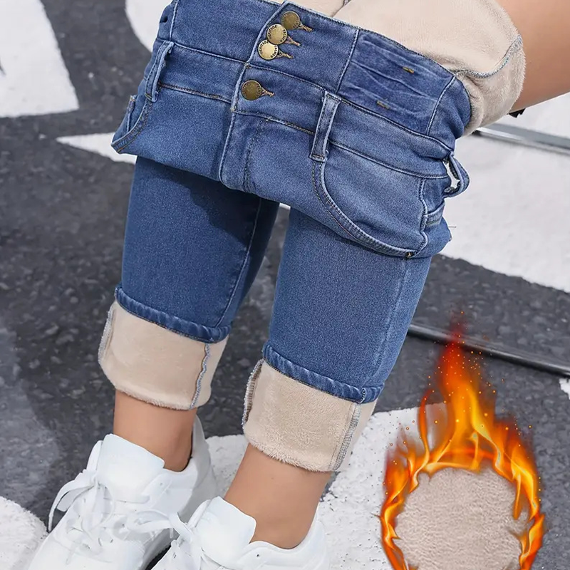 👖Teplé a pohodlné dámské džínové kalhoty s fleecovou podšívkou