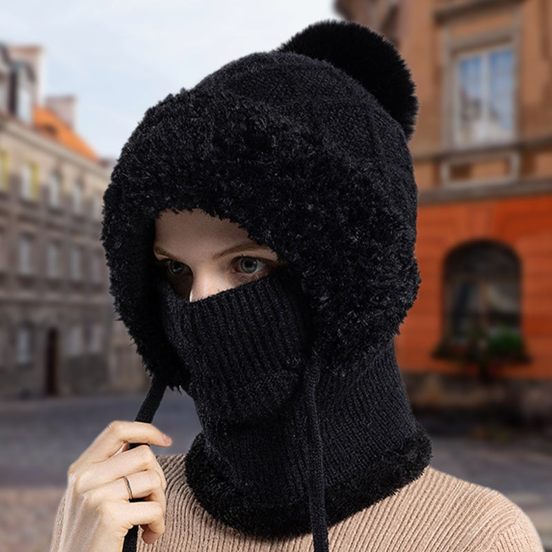 🔥Nová nabídka – stylová, silná pletená zimní čepice – s hřejivým krytem obličeje a šálou