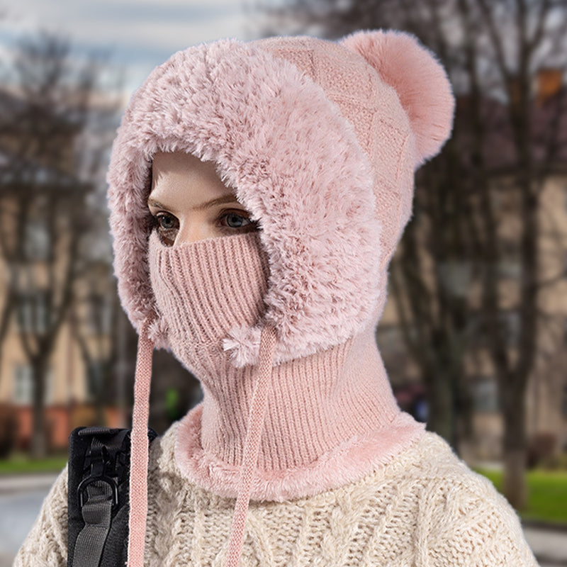 🔥Nová nabídka – stylová, silná pletená zimní čepice – s hřejivým krytem obličeje a šálou